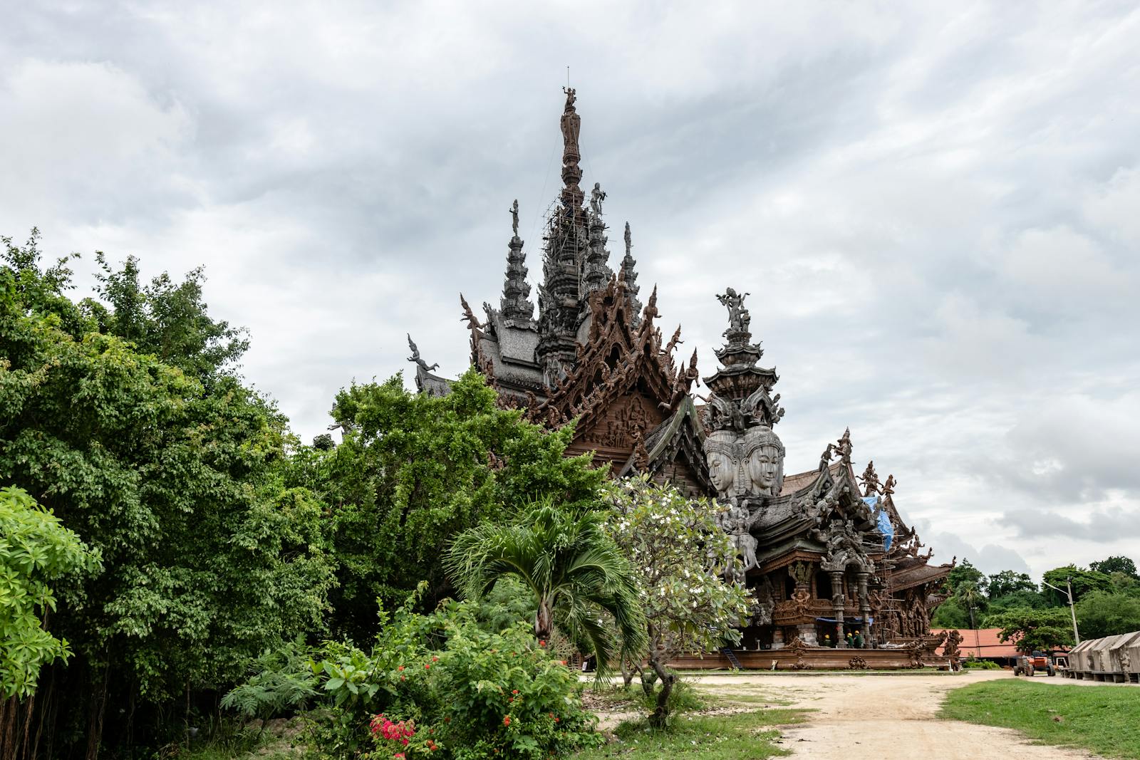 View of the Sanctuary of Truth in Pattaya, Thailand